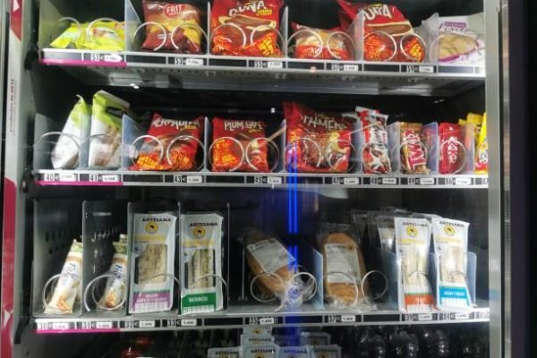 Las Palmas de Gran Canaria, June 6th, 2021: View of a vendor machine selling in a bus station of the city